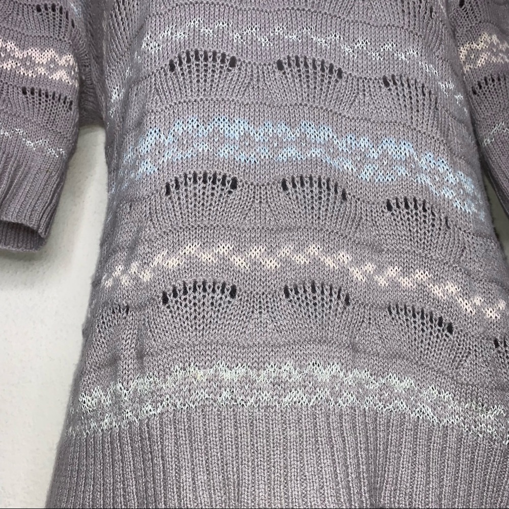 Free People Wool Fair Isle Shimmer Knit Sweater Top Gray Pink Blue S Cozy Winter - Picture 7 of 16
